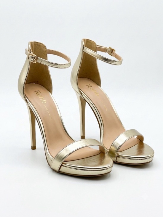 ROHB Shoes - Rohb by Joyce Azria Metallic Gold Stiletto Heels Sz 7Open Toe High Heel Sandals